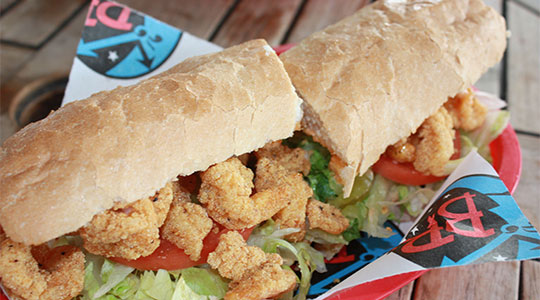 BB's Cafe Fried Shrimp Po'boy