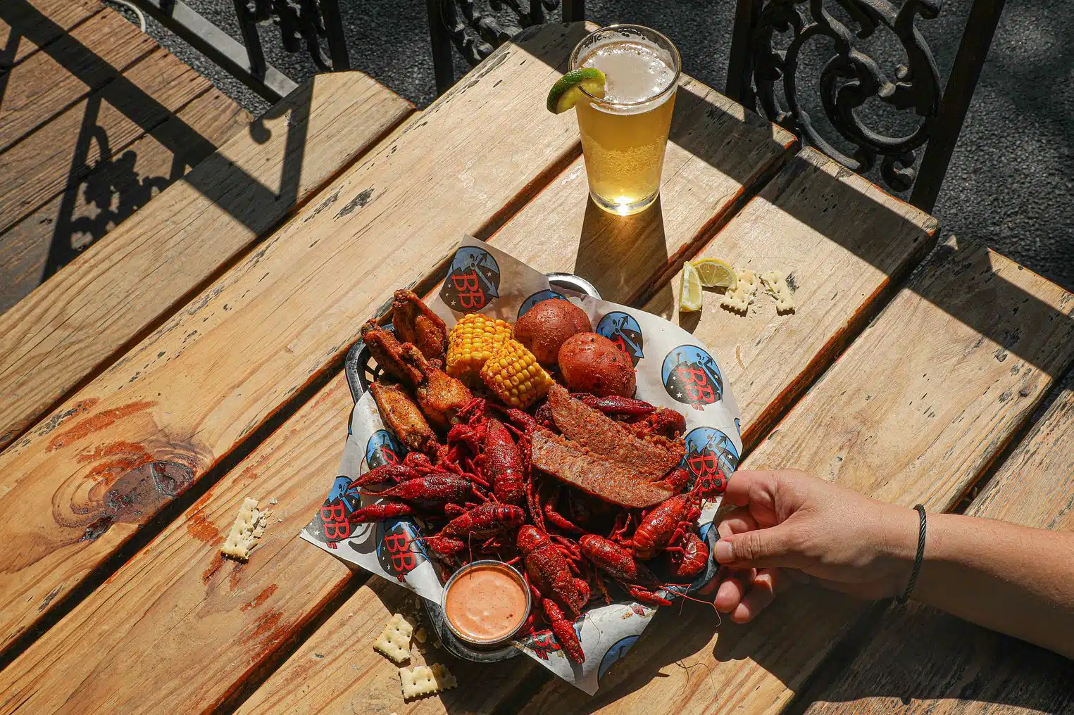 Big Daddy Boil deal at BB’s Tex-Orleans — crawfish, wings, sausage, corn and potatoes